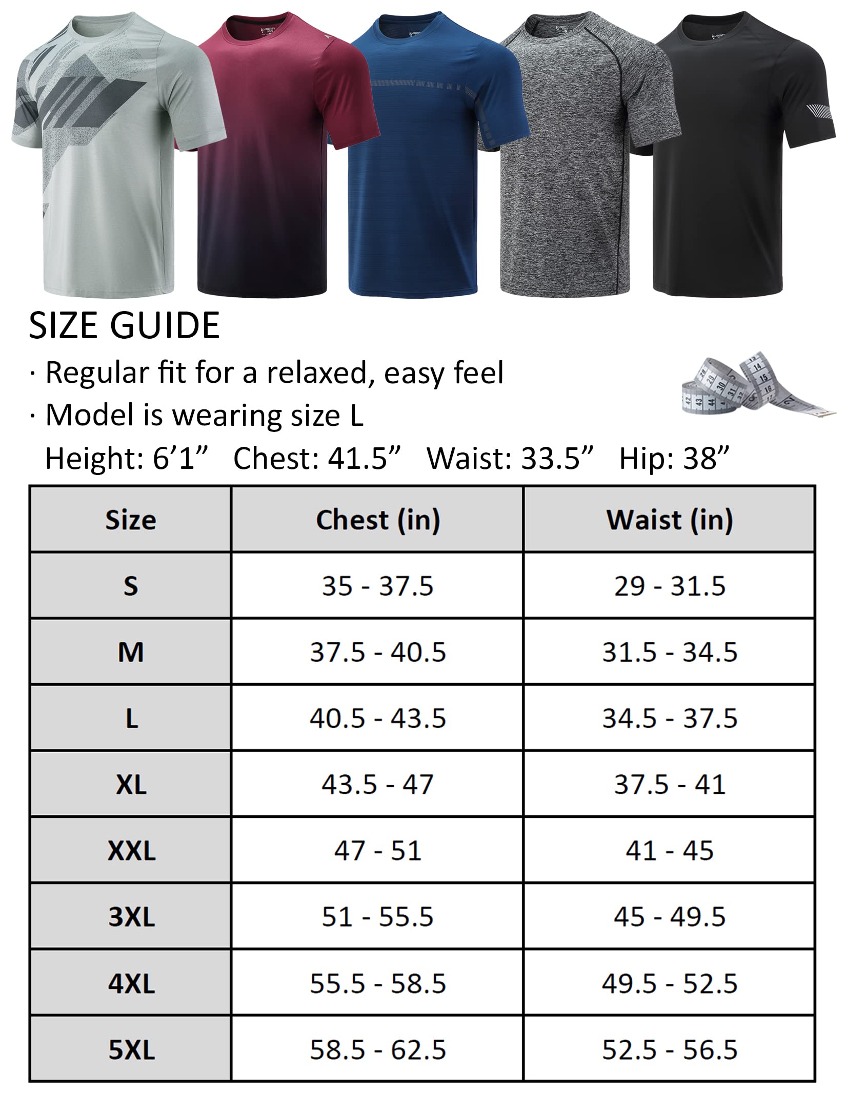 5 Pack Men’s Active Quick Dry Crew Neck T Shirts | Athletic Running Gym Workout Short Sleeve Tee Tops Bulk (Set 3, X-Large)