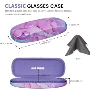 molshine Hard Shell PU Leather Glasses Case,Travel Portable Eyeglass Case for Men Women Girl Travel Study Work (Purple)