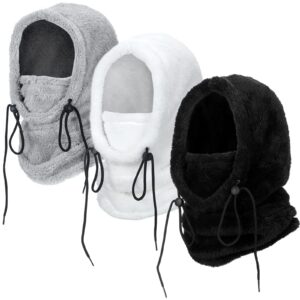 jagely 3 pcs mask for men women ski balaclava face mask winter flannel hood warm face cover hat scarf wind resistant beanie