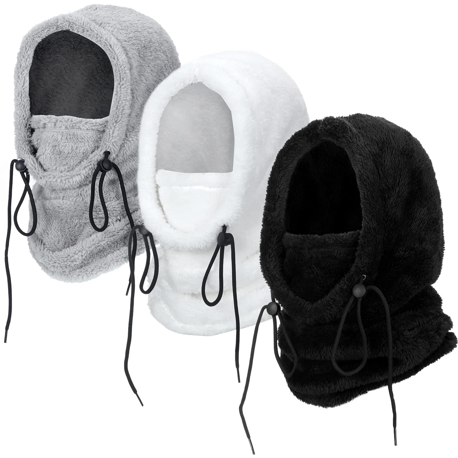 JaGely 3 Pcs Mask for Men Women Ski Balaclava Face Mask Winter Flannel Hood Warm Face Cover Hat Scarf Wind Resistant Beanie