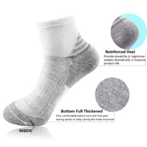 J.WMEET Women's Athletic Ankle Socks Quarter Cushioned Running Socks Hiking Performance Sport Cotton Socks 6 Pack (3 Light grey + 3 Dark grey)