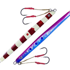 Speed Knife Jigs 300g 10oz Pink/Blue w/Crimson Red Zebra Glow 3 Pieces