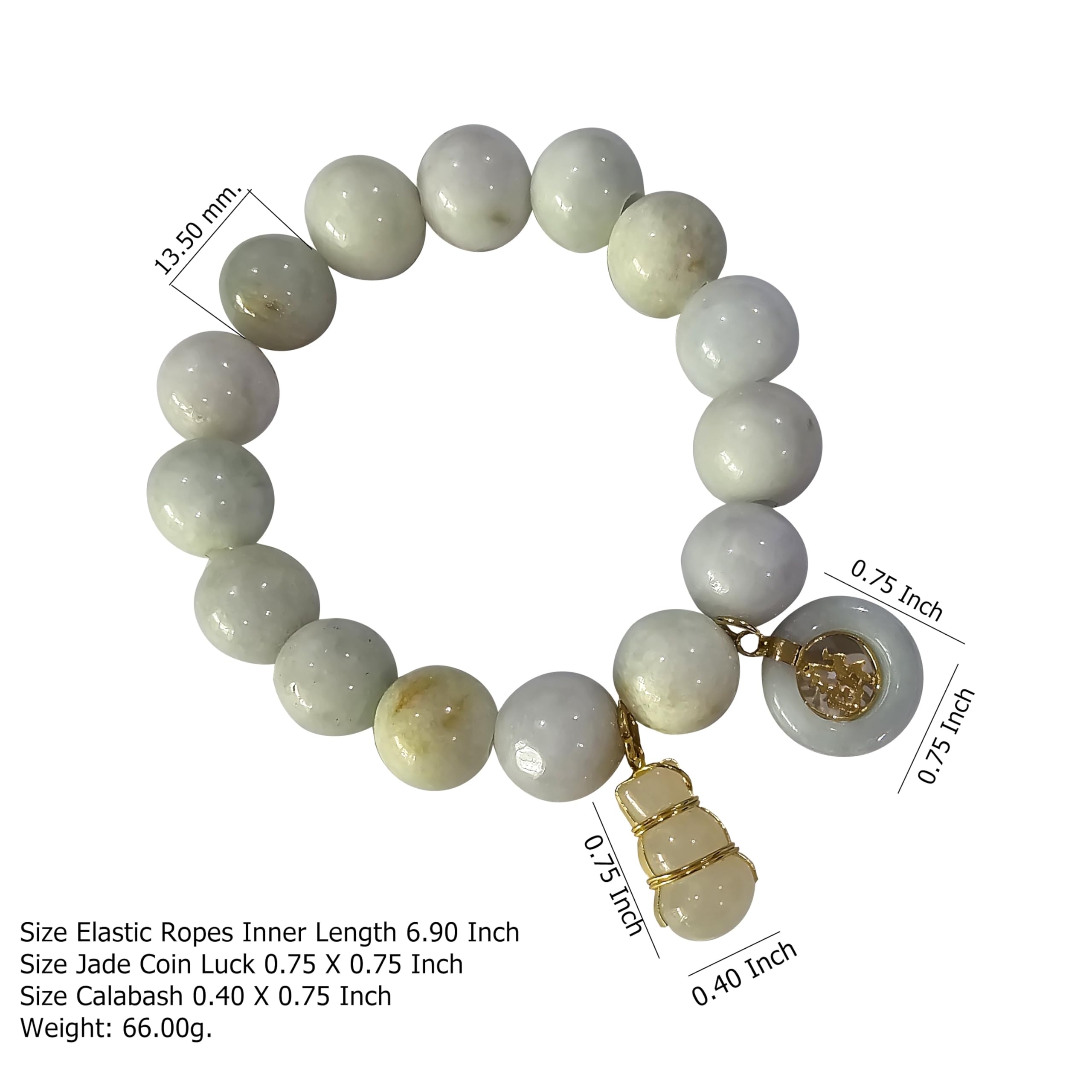 Heavens Tvcz Jade Thai Bracelet for Women Charms Natural Gemstone Beads with Pendant Gems Coin Lucky Calabash Prosperity