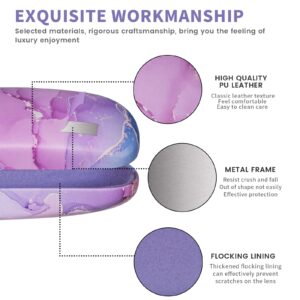 molshine Hard Shell PU Leather Glasses Case,Travel Portable Eyeglass Case for Men Women Girl Travel Study Work (Purple)