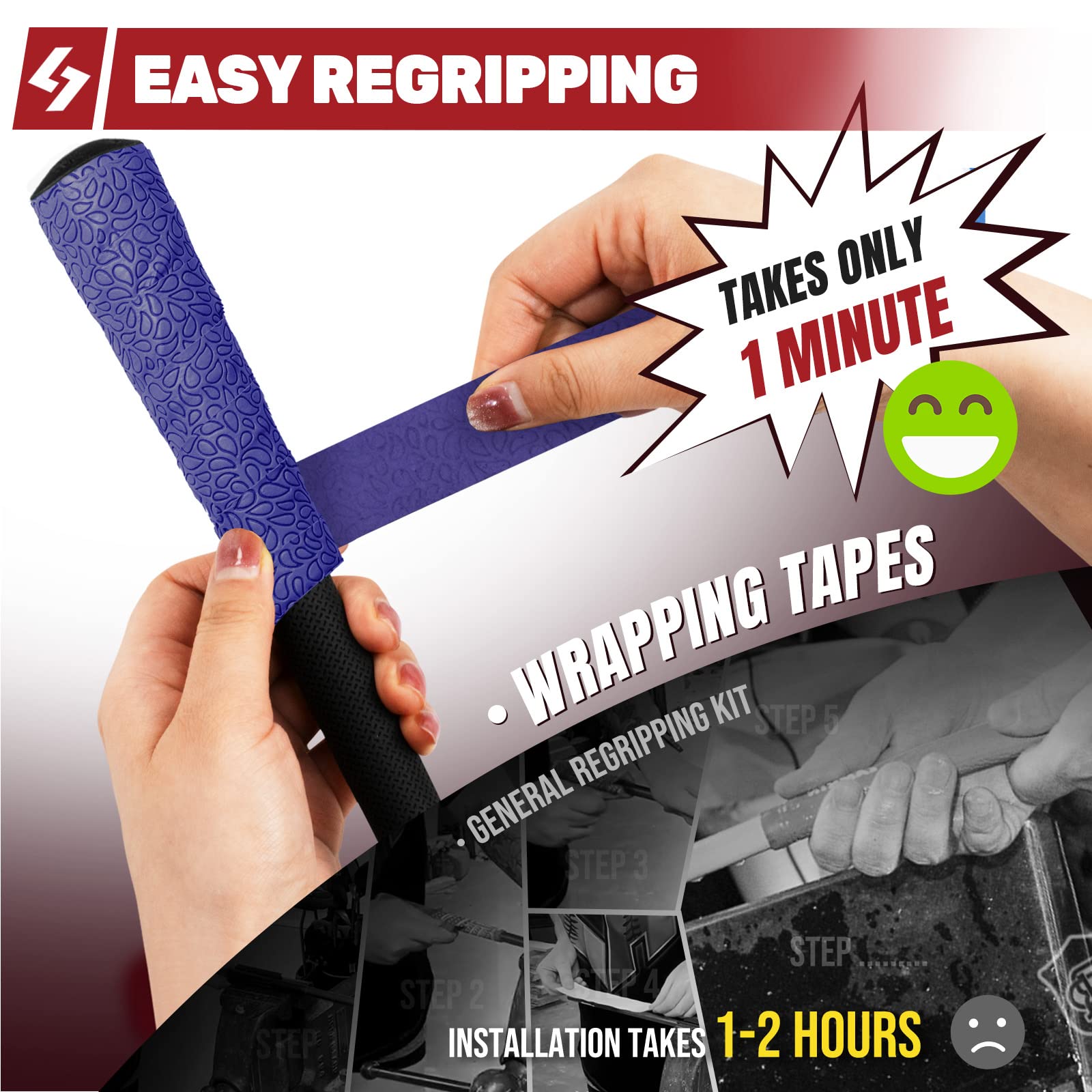 SAPLIZE Golf Grip DIY Wrapping Tapes, 3-Pack Tacky PU Overgrip Tapes, New Regripping Solution for Golf Club Grips