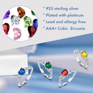 ANNA QUEEN Birthstone Rings for Women Girlfriend 925 Sterling Silver Infinity Heart Rings Adjustable Open Wedding Engagement Promise Rings Jewelry Gifts for Birthday Anniversary Christmas