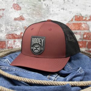 HOOEY Bronx Adjustable Snapback Mesh Trucker Back Hat (Maroon/Black)