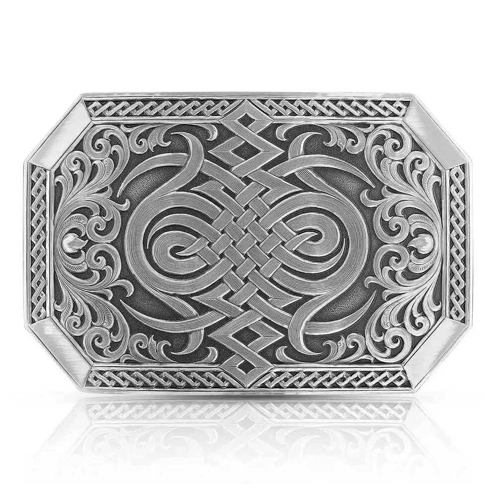 Montana Silversmiths Unisex Gunmetal Celtic Knot Belt Buckle Silver One Size