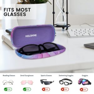 molshine Hard Shell PU Leather Glasses Case,Travel Portable Eyeglass Case for Men Women Girl Travel Study Work (Purple)