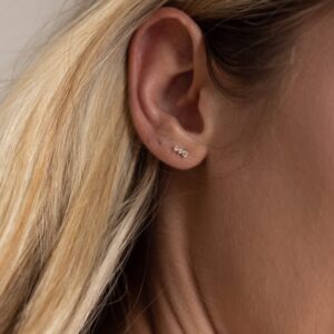 14K Gold Trio Diamond Studs | Round Brilliant Cluster Diamond Studs 0.12 Total CTW Lab-Created Diamond Gift