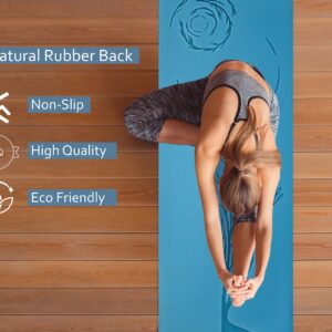 Pan Yoga Non Slip Yoga Mat with Carrying Strap – 100% Eco-friendly Pro Yoga Mat- Natural Rubber and PU - Organic Yoga Mat for Women, Large Yoga Mat for Men, (74" x 28" x 4mm Thick) (Sky Turquoise)