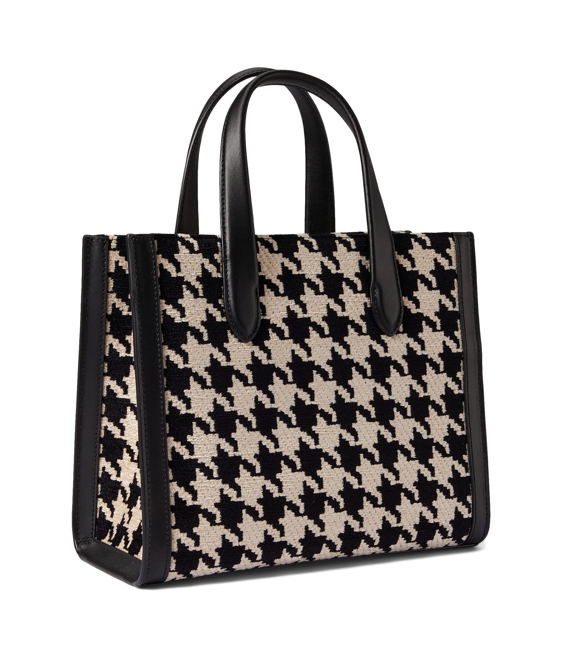 Kate Spade New York Manhattan Houndstooth Chenille Fabric Mini Tote Black Multi One Size