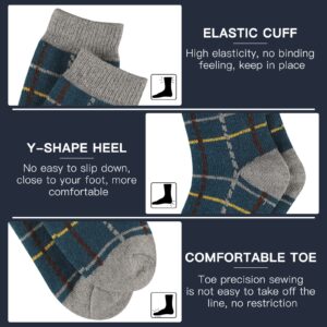 Heatuff Mens Warm Wool Socks Thermal Winter Thick Crew Pattern Socks Cold Weather 5 Pairs