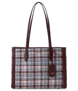 kate spade new york market tweed fabric medium tote dark merlot multi one size