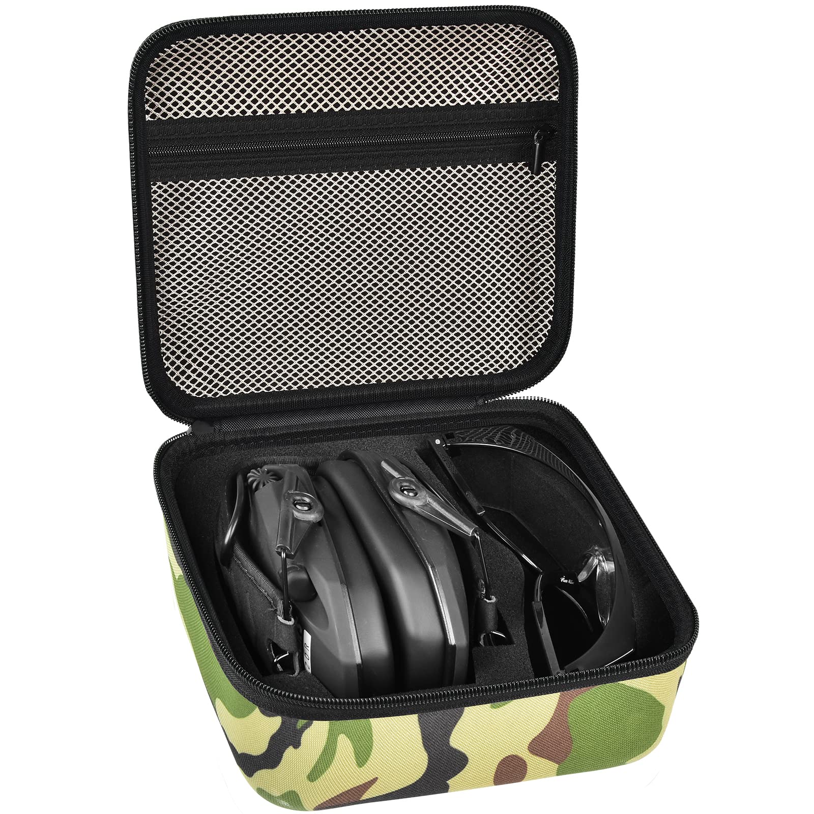 Case for Walker's Razor Slim Electronic Earmuffs Storage Holder/ for Howard Leight/ for 3M WorkTunes Shooting Hunting Hearing Ear Protection, Safety Eyewear Glasses Storage Holder -Camo Box Only