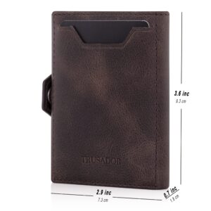 TRUSADOR Verona Leather Wallets for Men & Women Trifold Slim Front Pocket Rfid Wallet (Air Tag Pocket, Brown Vintage)