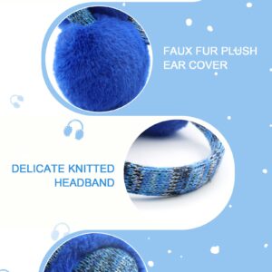 RAOEXI Winter Ear Muffs For Kids Warm Furry Knit Girls Earmuffs Boys Baby Plush Toddler Ear Warmers Outdoor Ear Covers(Blue)