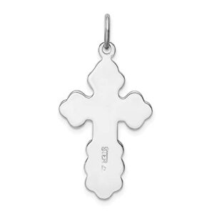 Auriga Fine Jewelry Sterling Silver Rhodium-plated Eastern Orthodox Blue Enamel Cross Pendant (L- 29 mm, W- 17 mm) Gift for Women