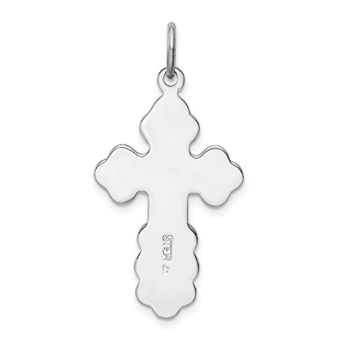 Auriga Fine Jewelry Sterling Silver Rhodium-plated Eastern Orthodox Blue Enamel Cross Pendant (L- 29 mm, W- 17 mm) Gift for Women