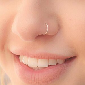 Anicina 20g Nose Rings Studs Surgical Stainless Steel Hoops L Shape Nostril Nose Piercing Jewelry Heart Flower Butterfly Hypoallergenic Screw for Women Men Silver