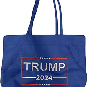 Trade Winds Trump 2024 Blue Embroidered Zippered Beach Bag Tote Purse