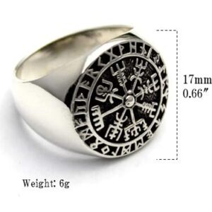 COSUMOSU Sterling Silver Viking Compass Vegivisir Ring (10)