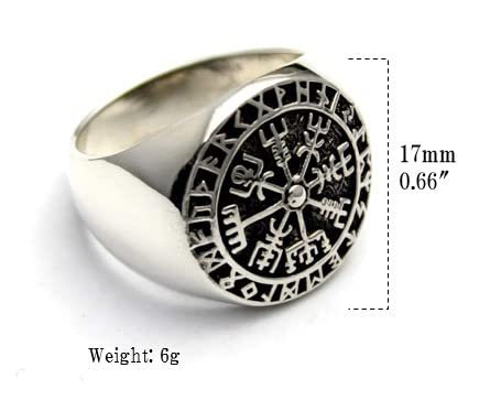 COSUMOSU Sterling Silver Viking Compass Vegivisir Ring (10)