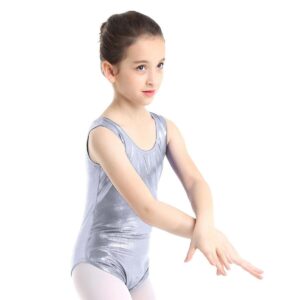 Rosdeer Girls' One-piece Swimsuits Silver Gymnastics Leotard 4-5Y