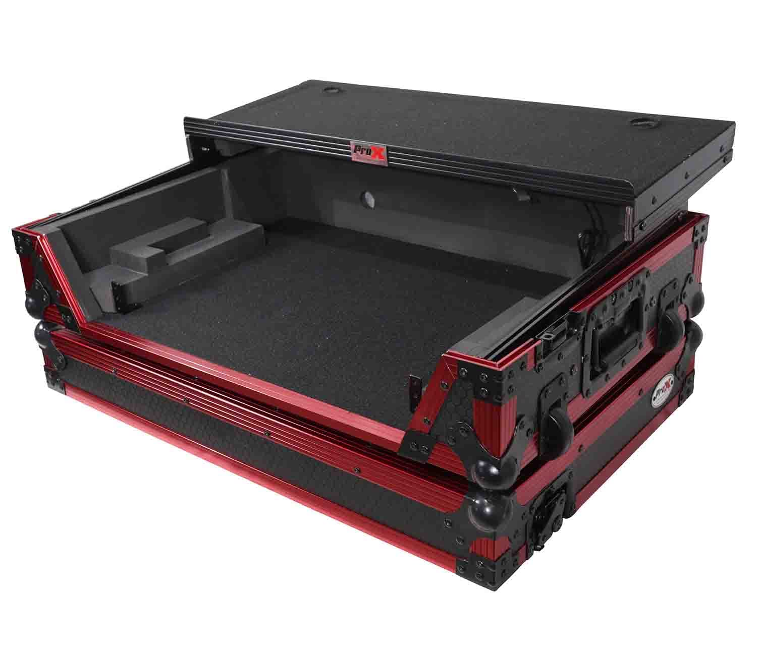 ProX Flight Case for Rane One 1U Rackspace, Sliding Laptop Shelf & Wheels & LED KIT - High-Density Protective Foam for Interior Support - Finish on Laminated 3/8" Plywood - XS-RANEONE WLT FR LED