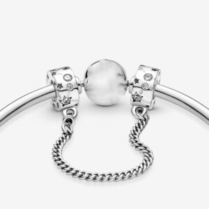 Lkwidi Stars & Galaxy Safety Chain Charm 925 Sterling Silver Pendant,Jewelry Beads Gifts for Women Bracelet&Necklace