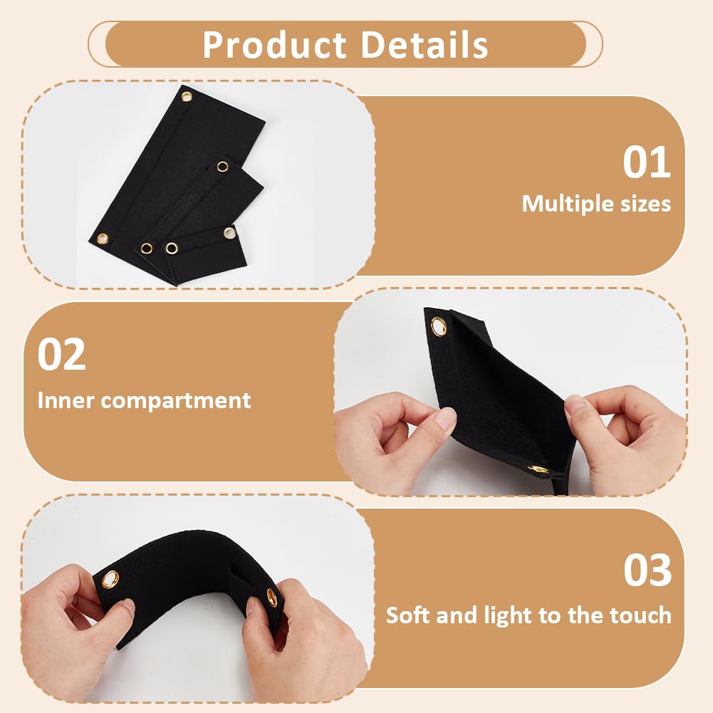 WADORN 3pcs Felt Purse Organizer Inserts for Pochette, Envelope Bag Insert Organizer Flip Wallet Insert Liner DIY Bag Conversion Insert (NO Chain) for Women Clutch UPTOWN Pochette, Black