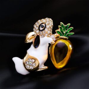 Acxico 2Pcs Rabbit Brooch Pin Rhinestones Bowknot Brooches Enamel Brooch Pin Easter Basket for Party