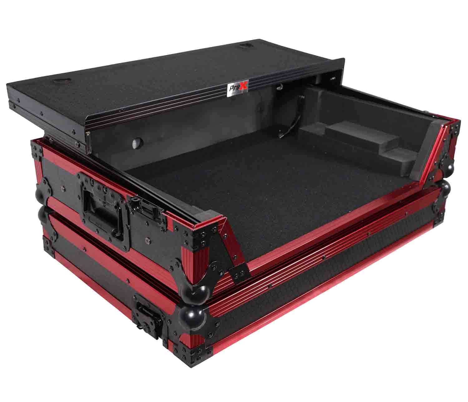 ProX Flight Case for Rane One 1U Rackspace, Sliding Laptop Shelf & Wheels & LED KIT - High-Density Protective Foam for Interior Support - Finish on Laminated 3/8" Plywood - XS-RANEONE WLT FR LED