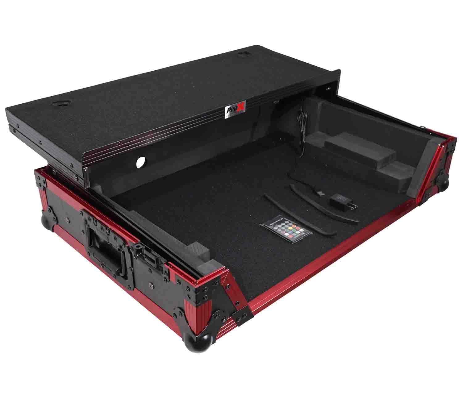 ProX Flight Case for Rane One 1U Rackspace, Sliding Laptop Shelf & Wheels & LED KIT - High-Density Protective Foam for Interior Support - Finish on Laminated 3/8" Plywood - XS-RANEONE WLT FR LED