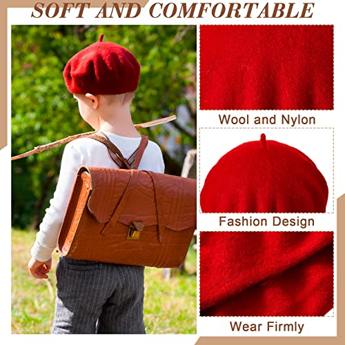 8 Pieces Kids Girl Beret Hat Wool Artist Beret Cap Classic Wool French Beret Hat Warm Beret Hat for Girls Toddler Baby Winter Autumn