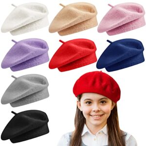 8 pieces kids girl beret hat wool artist beret cap classic wool french beret hat warm beret hat for girls toddler baby winter autumn