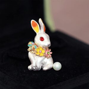 Acxico 2Pcs Rabbit Brooch Pin Rhinestones Bowknot Brooches Enamel Brooch Pin Easter Basket for Party