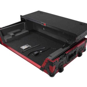 ProX Flight Case for Rane One 1U Rackspace, Sliding Laptop Shelf & Wheels & LED KIT - High-Density Protective Foam for Interior Support - Finish on Laminated 3/8" Plywood - XS-RANEONE WLT FR LED