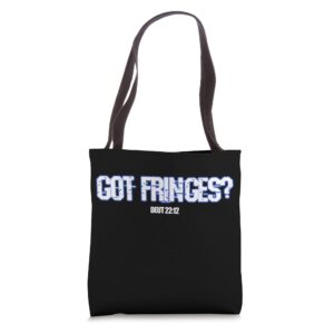 hebrew israelite clothing judah got fringes deut 22 2 torah tote bag