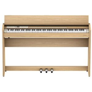 Roland F701 88-Key SuperNATURAL Digital Piano, with Bench & Stand, Light Oak Bundle with Studio Monitor Headphones