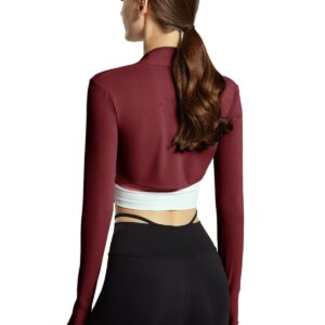 Women Long Sleeve Sports Bolero Shrug Cropped Open Front Cardigan Jacket Athletic Pullover Shrug Sun Protection Bolero Shrug Quick Dry for Pilates Yoga Ballet