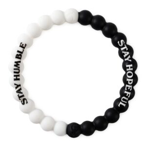 lokai silicone beaded bracelet for women & men, humble hopeful - medium, 6.5 inch circumference - silicone jewelry fashion bracelet slides-on for comfortable fit