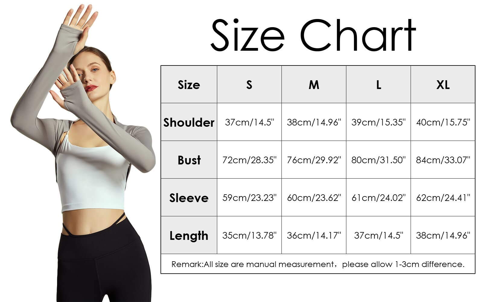 Trendy Ballet Dance Shawl Shrug for Women Open Front Cardigan Workout Arm Sleeves Crop Bolero Top with Thumb Holes for Cycling Outdoor Yoga Pilates Golf Sun Protection Grey