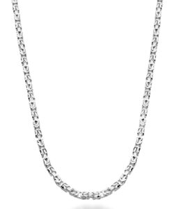 miabella solid 925 sterling silver italian 3mm square byzantine link chain necklace for women men, 925 handmade in italy (length 20 inches)