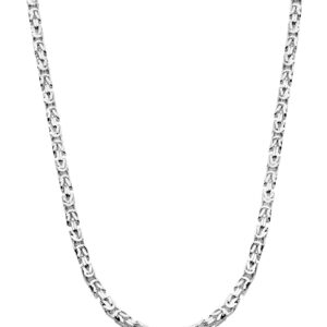 Miabella Solid 925 Sterling Silver Italian 3mm Square Byzantine Link Chain Necklace for Women Men, 925 Handmade in Italy (Length 20 Inches)