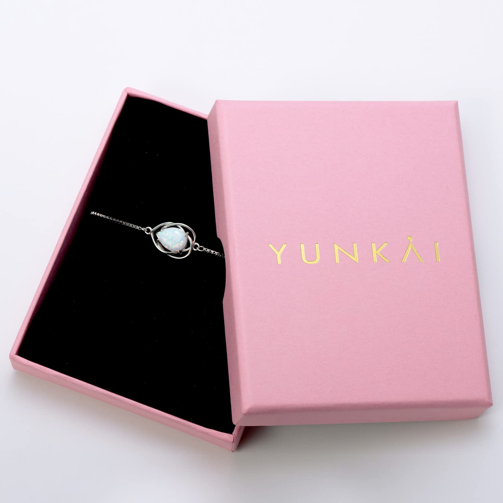 YUNKAI 925 Sterling Silver Opal Bracelet, Adjustable Bracelets for Women, Jewelry Gifts for Her Birthday Christmas Mothers Day