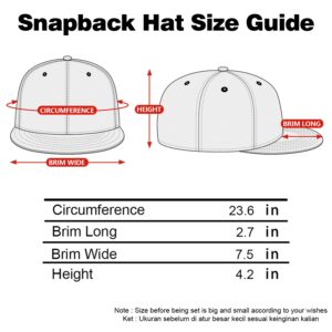 Classic Flat Bill Snapback Hats for Men Women, Hip Hop Style Unisex Adjustable Plain Baseball Cap-White