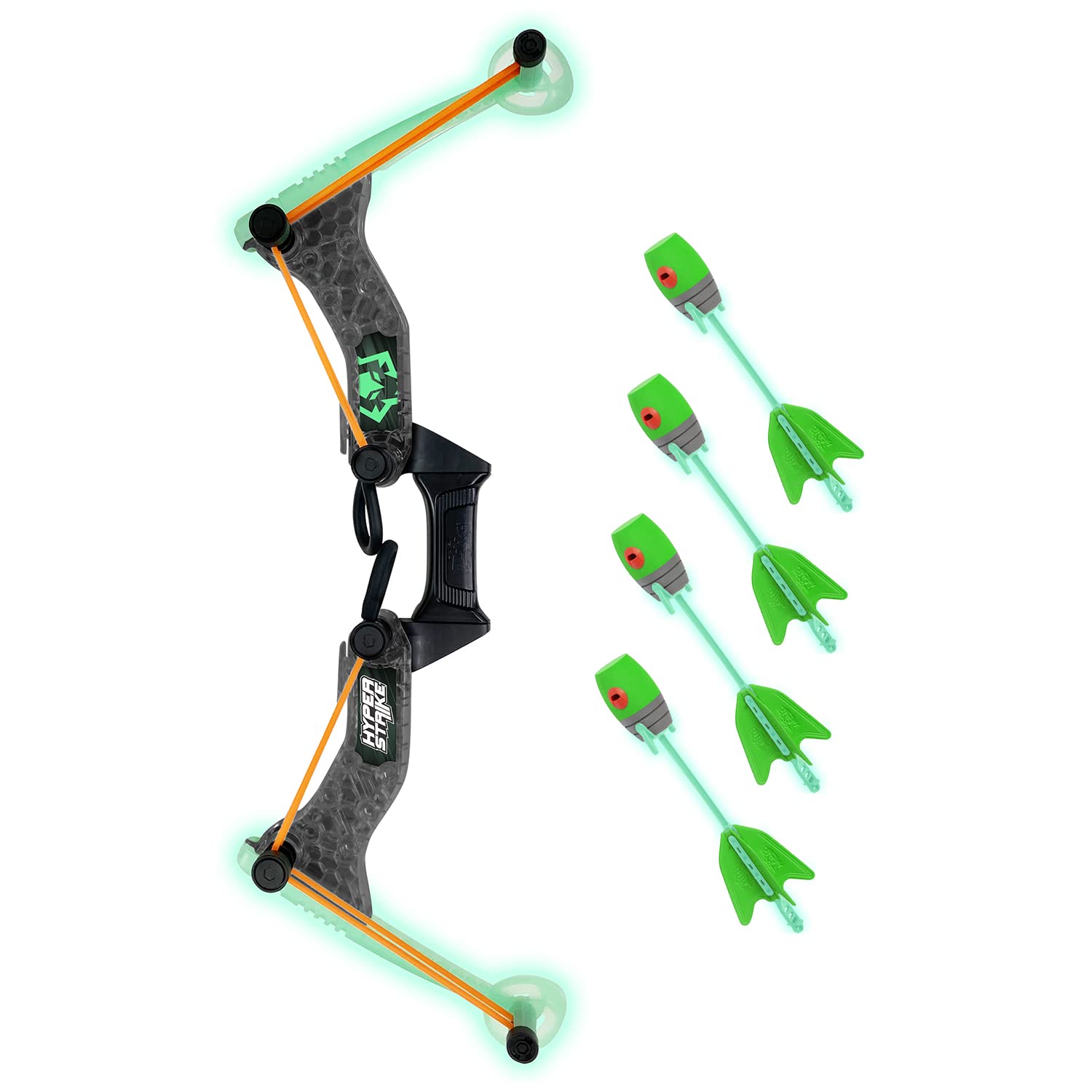 ZING HyperStrike Bow Archer Pack - 1 Bow and 4 Zonic Whistle Arrows, Launches Arrows Up to 25 Feet, for Ages 14 and Up (Glow in Dark)