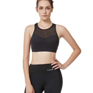 Yvette High Support Sports Bra Enfold Mesh Racerback Padded Top Tank Running Bra