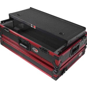 ProX Flight Case for Rane One 1U Rackspace, Sliding Laptop Shelf & Wheels & LED KIT - High-Density Protective Foam for Interior Support - Finish on Laminated 3/8" Plywood - XS-RANEONE WLT FR LED